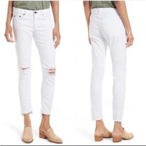 Rag &‎ Bone $198 NWT Women's Distressed Dre Capri White Denim Jeans Mid Rise 27